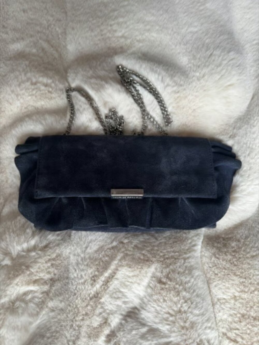 Loeffler Randall Navy Blue Tab Suede Clutch
